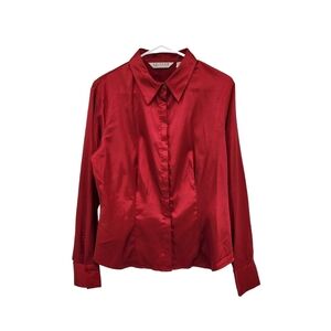 Paul Richard Women's Poly Stretch Satin Long Sleeves Button Through Shirt
